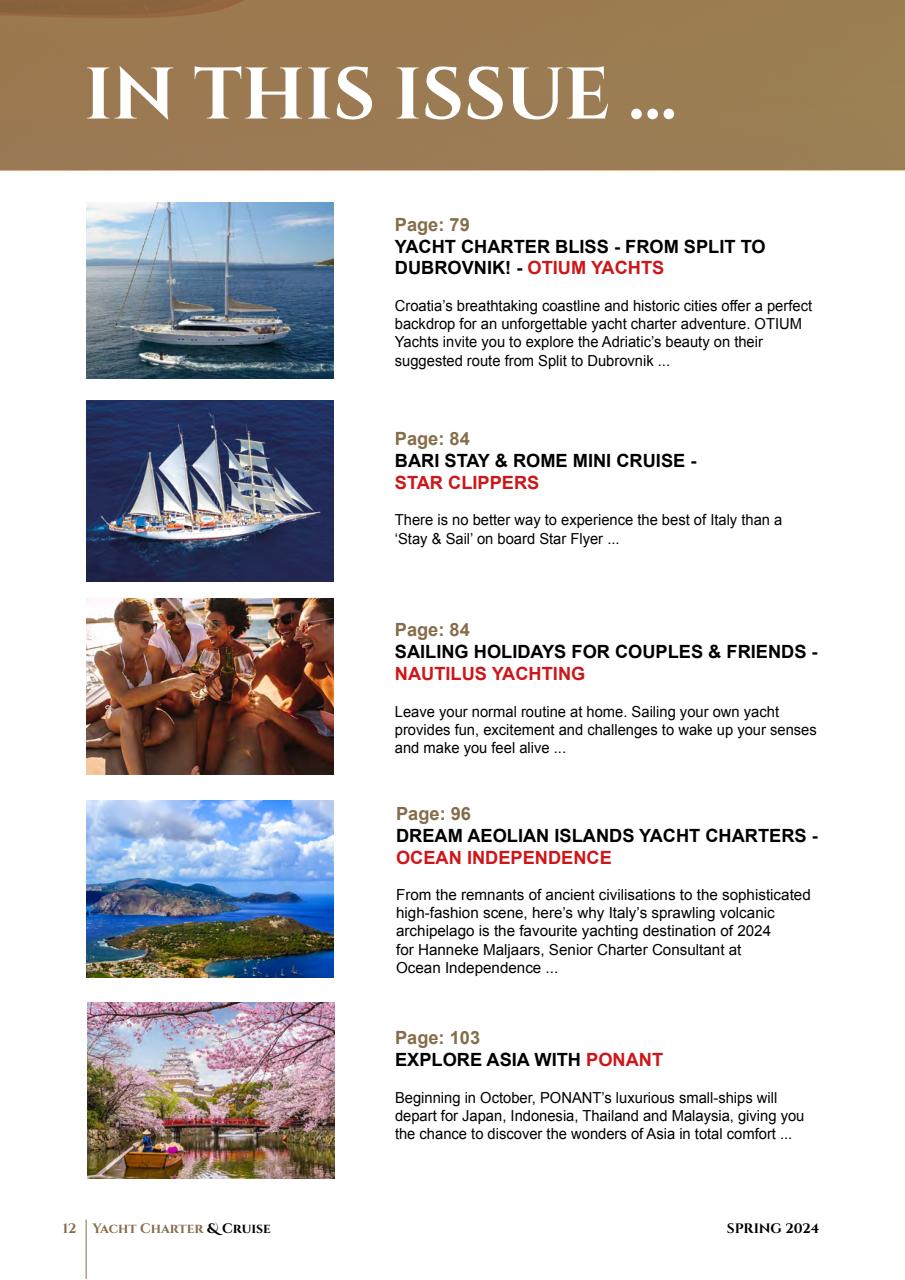 Yacht Charter & Cruise Preview Pages