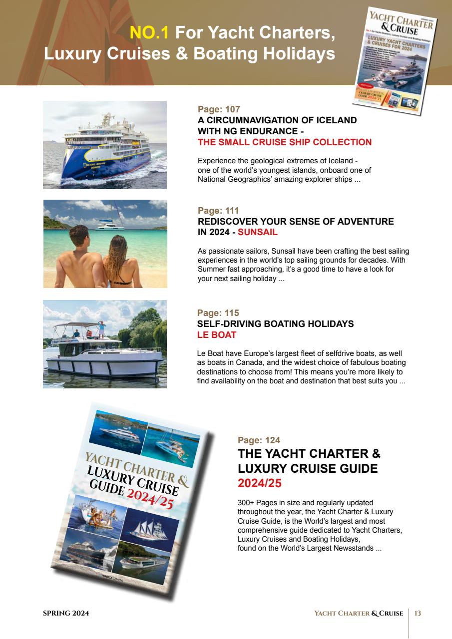 Yacht Charter & Cruise Preview Pages