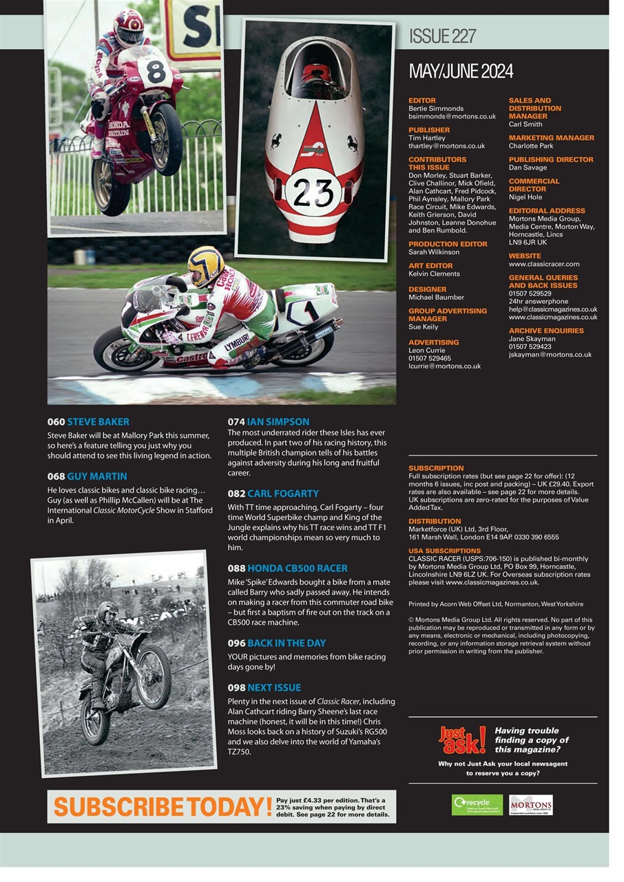 Classic Racer Preview Pages