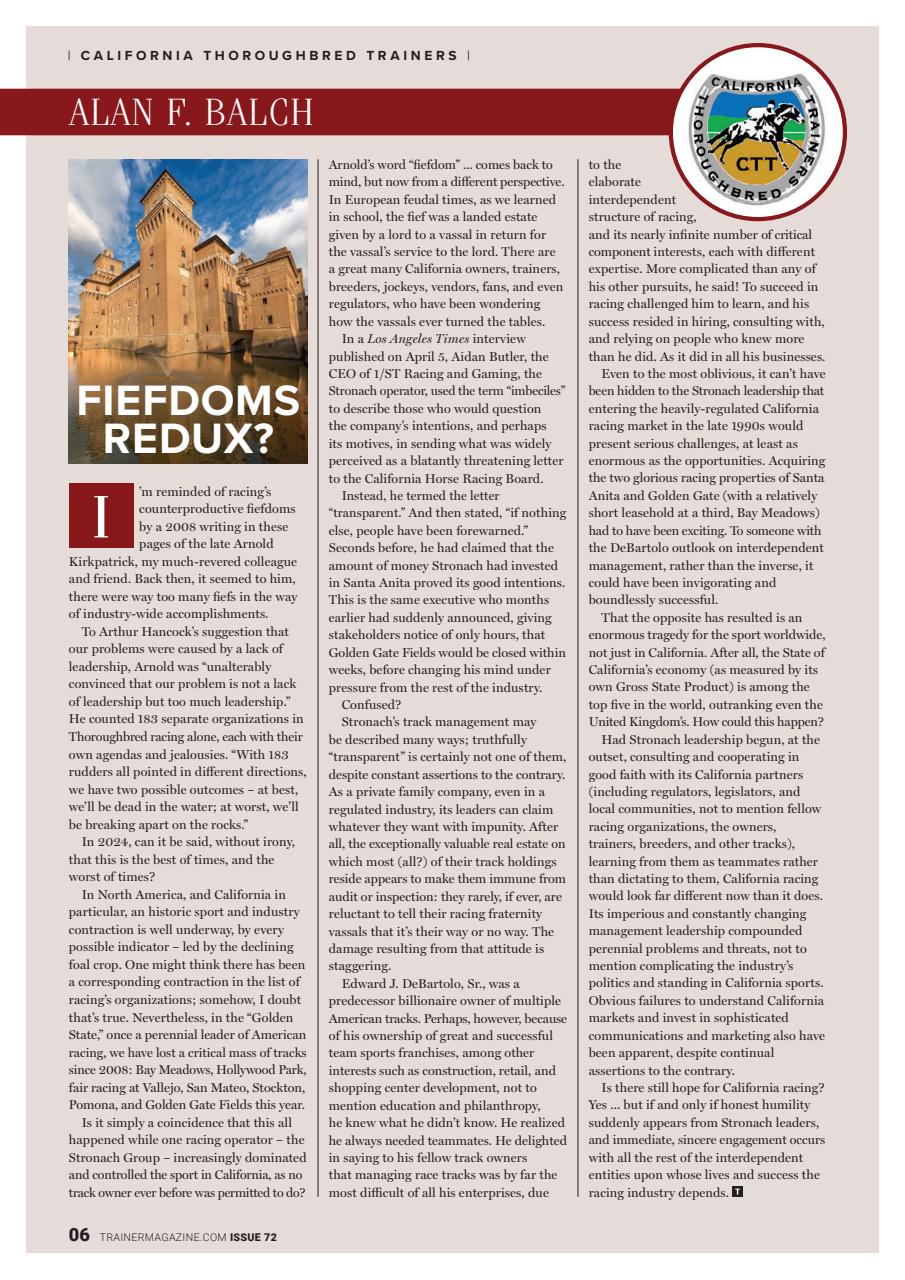 North American Trainer Magazine - horse racing Preview Pages