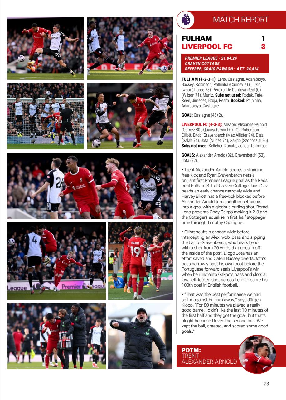 Liverpool FC Programmes Preview Pages