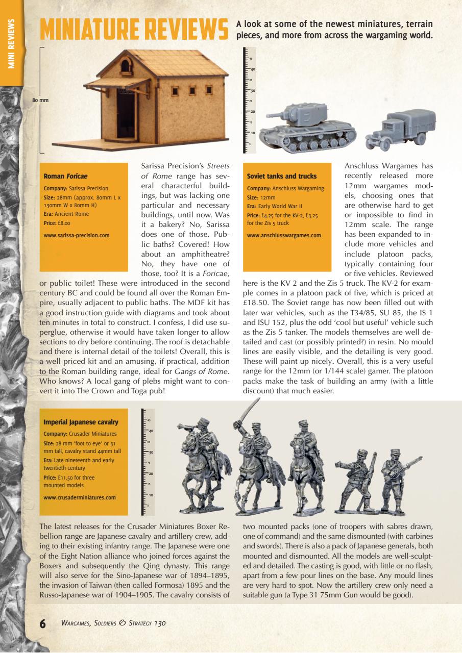Wargames, Soldiers & Strategy Preview Pages
