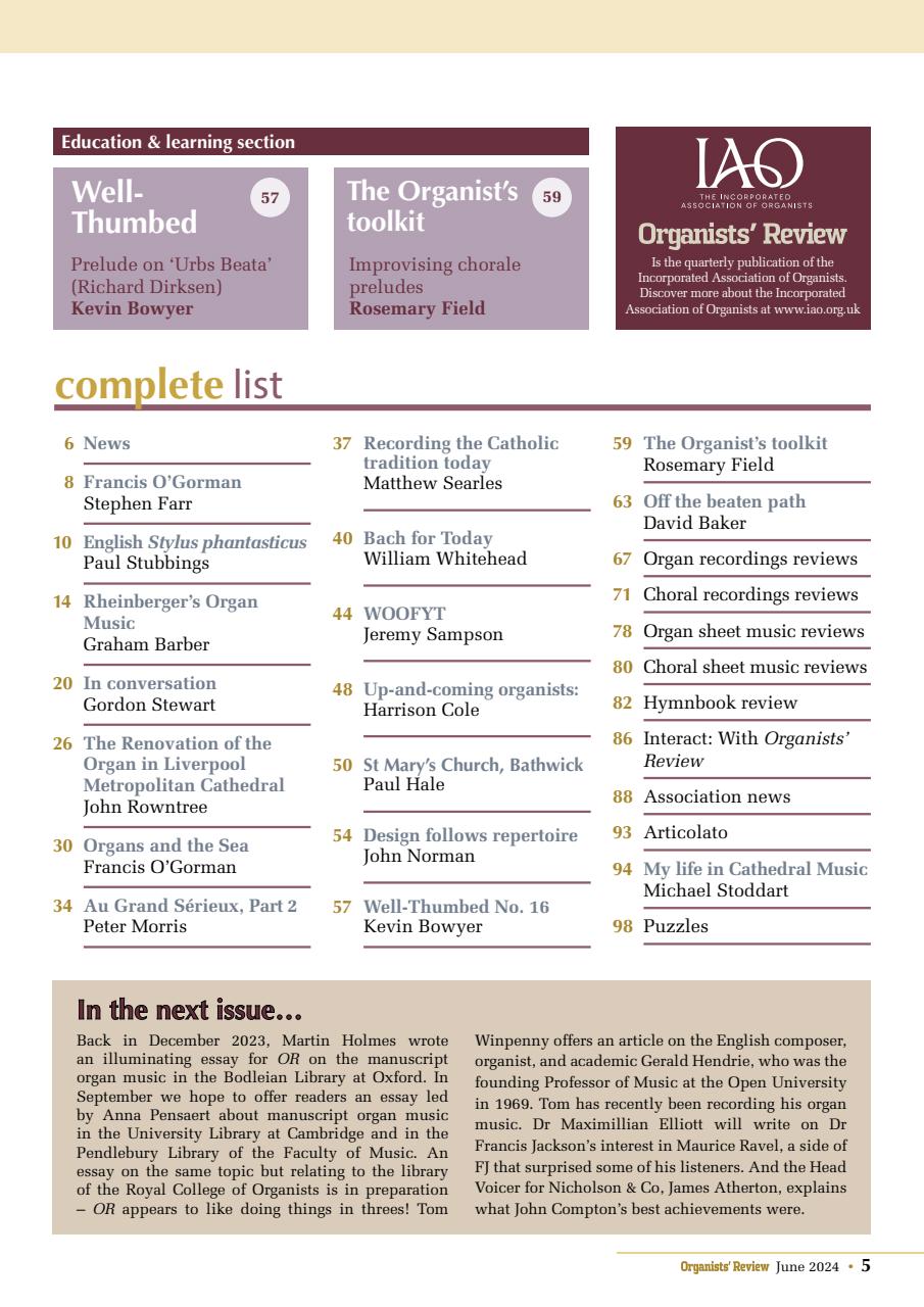 Organists' Review Preview Pages