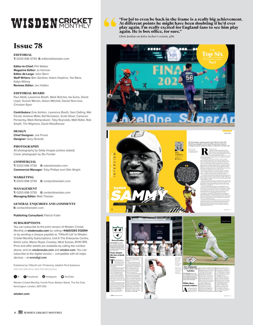Wisden Cricket Monthly Preview Pages