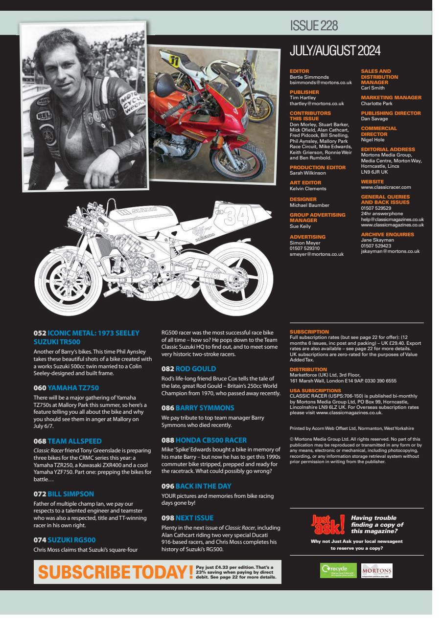 Classic Racer Preview Pages