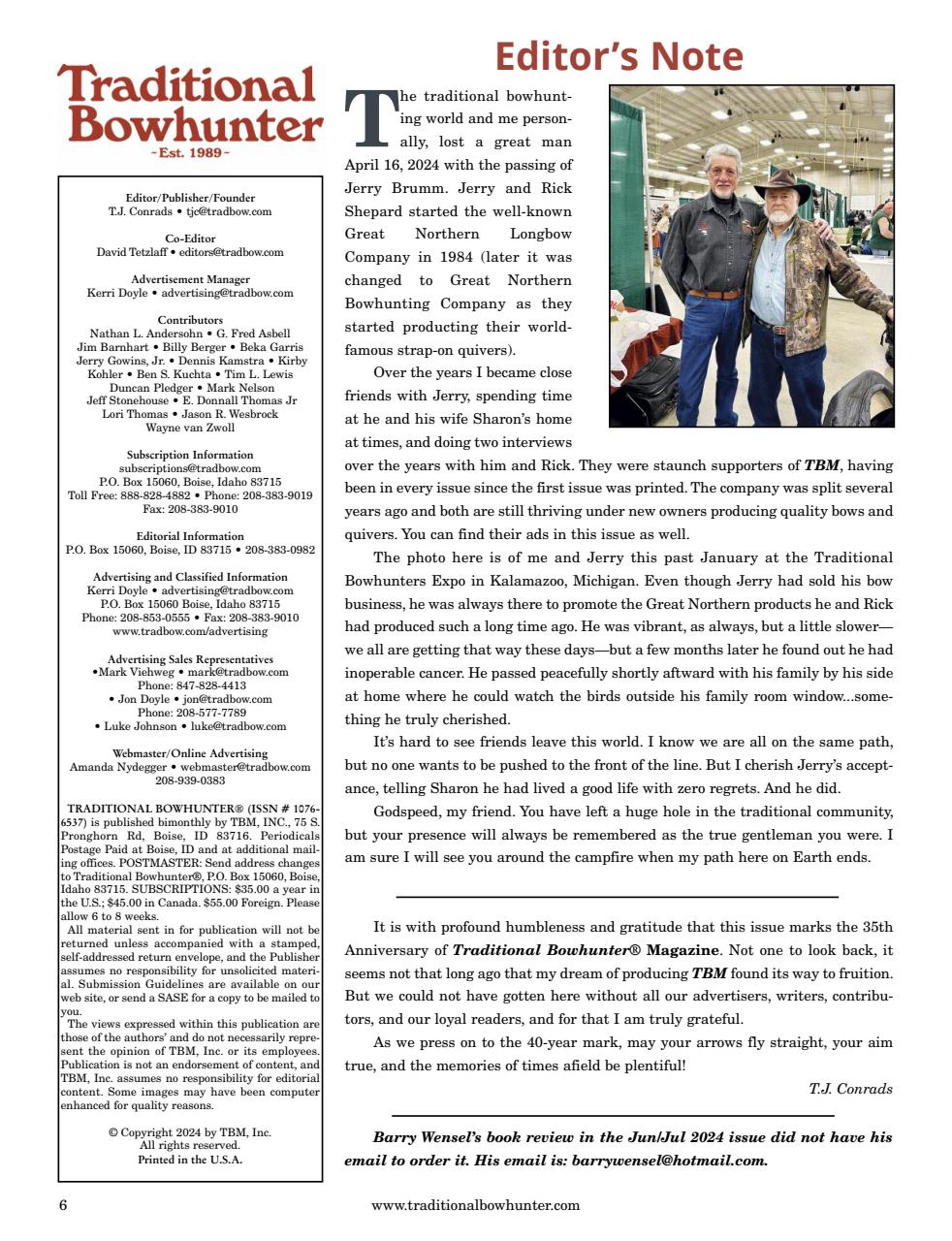 Traditional Bowhunter Magazine Preview Pages