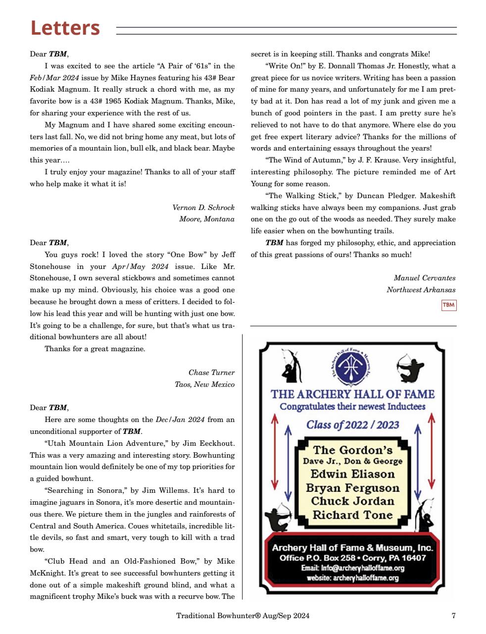 Traditional Bowhunter Magazine Preview Pages