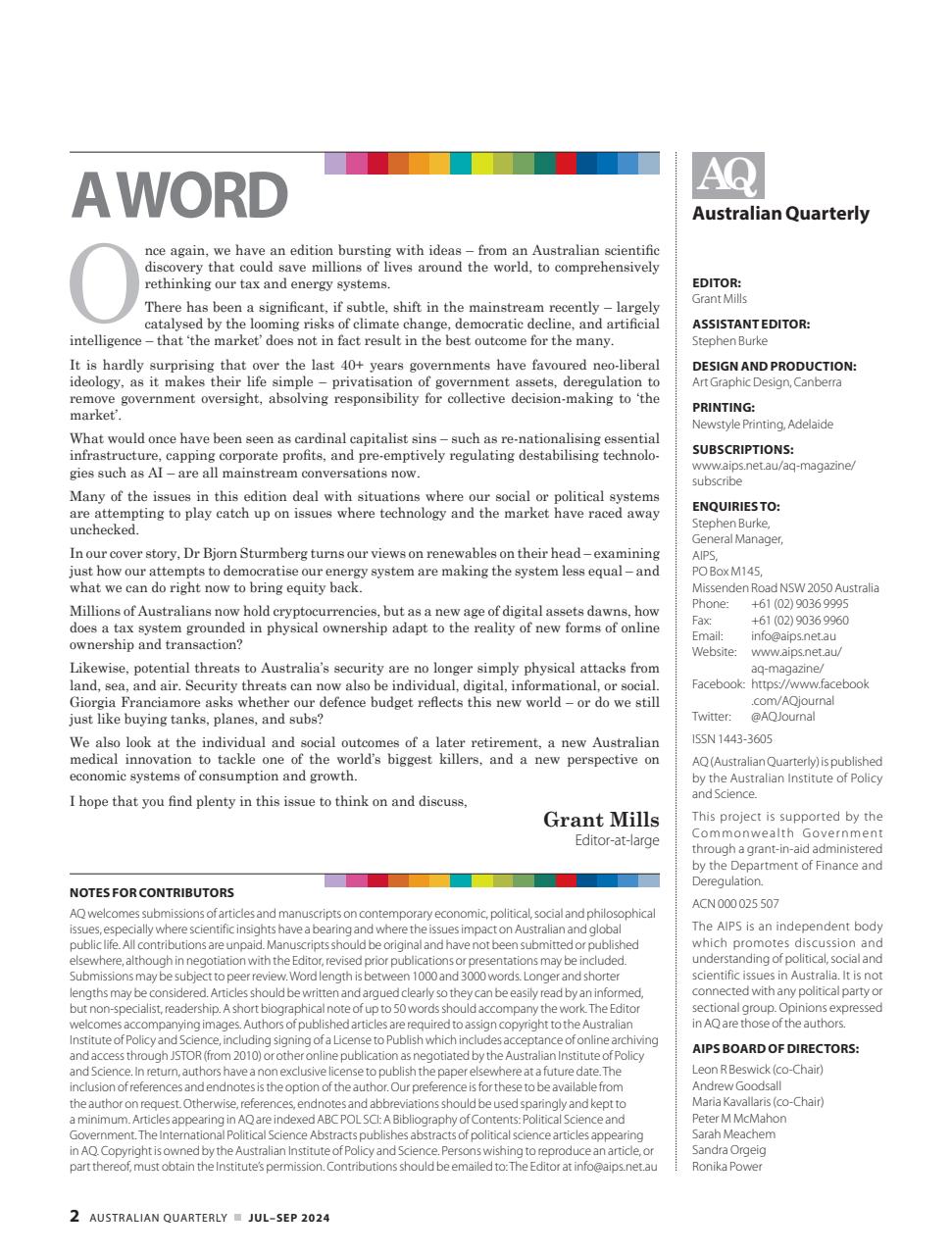 AQ: Australian Quarterly Preview Pages