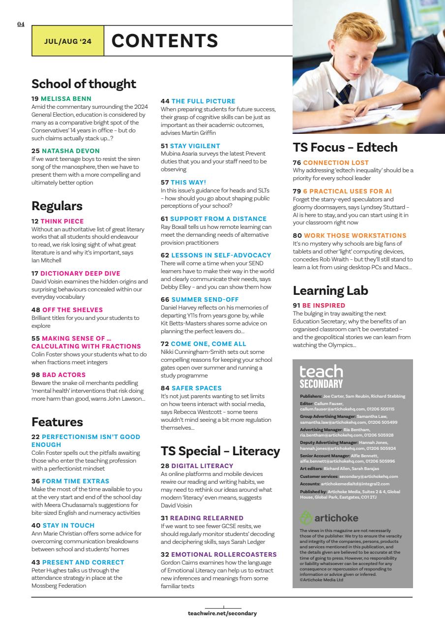 Teach Secondary Preview Pages