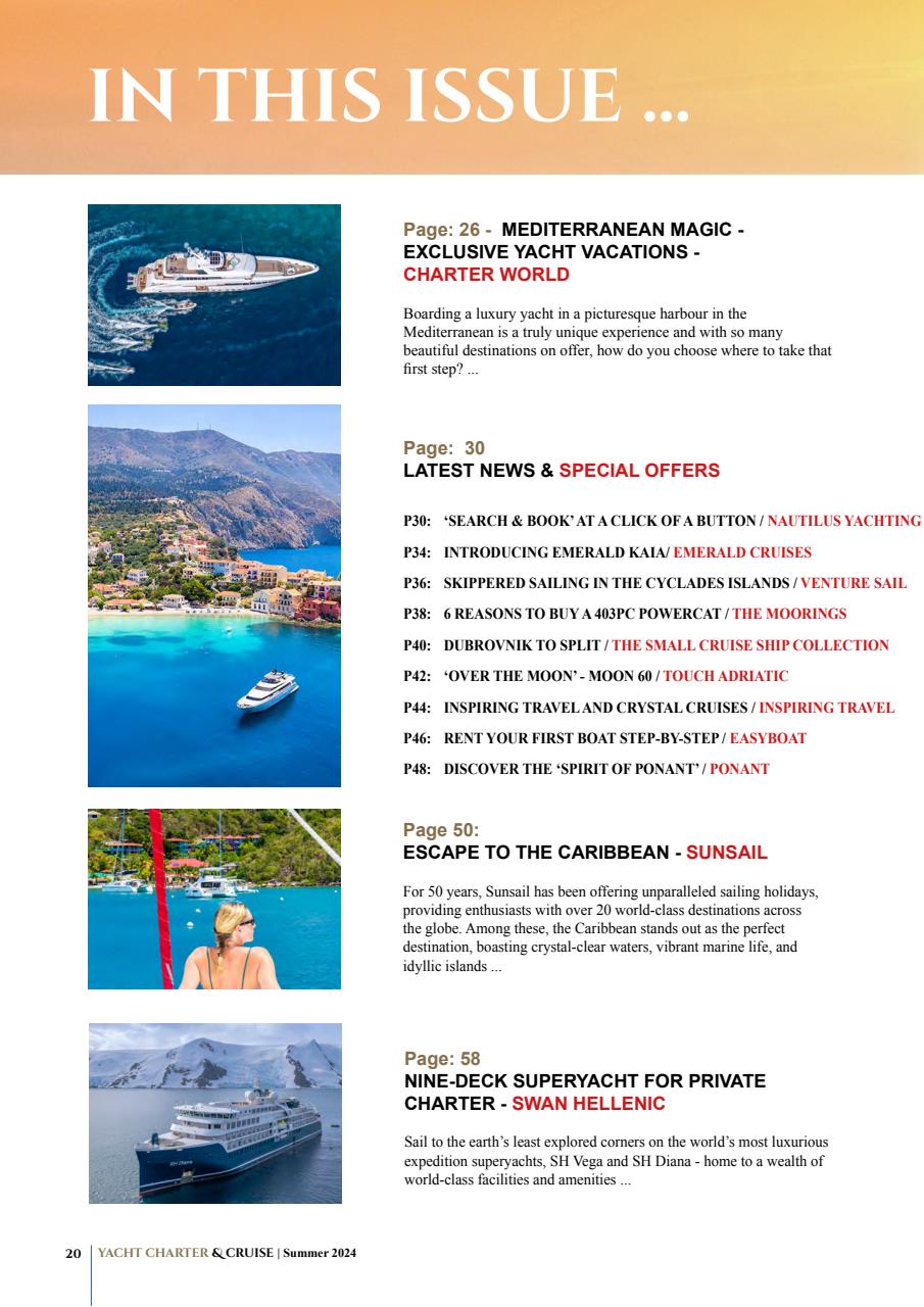 Yacht Charter & Cruise Preview Pages