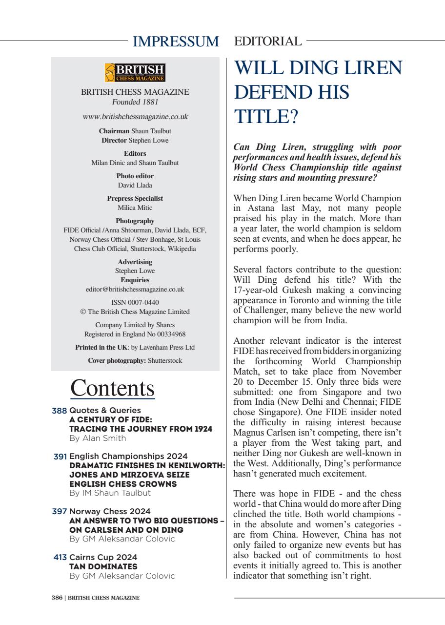 British Chess Magazine Preview Pages