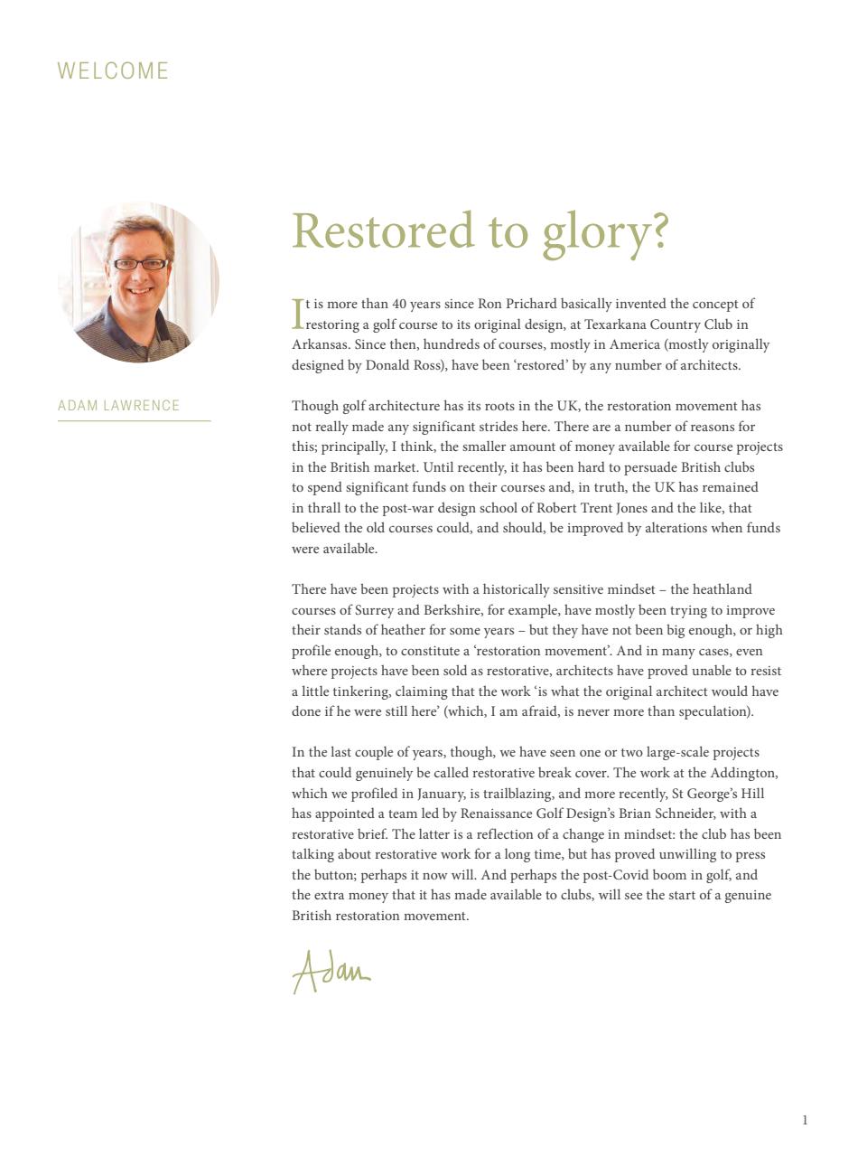 Golf Course Architecture Preview Pages