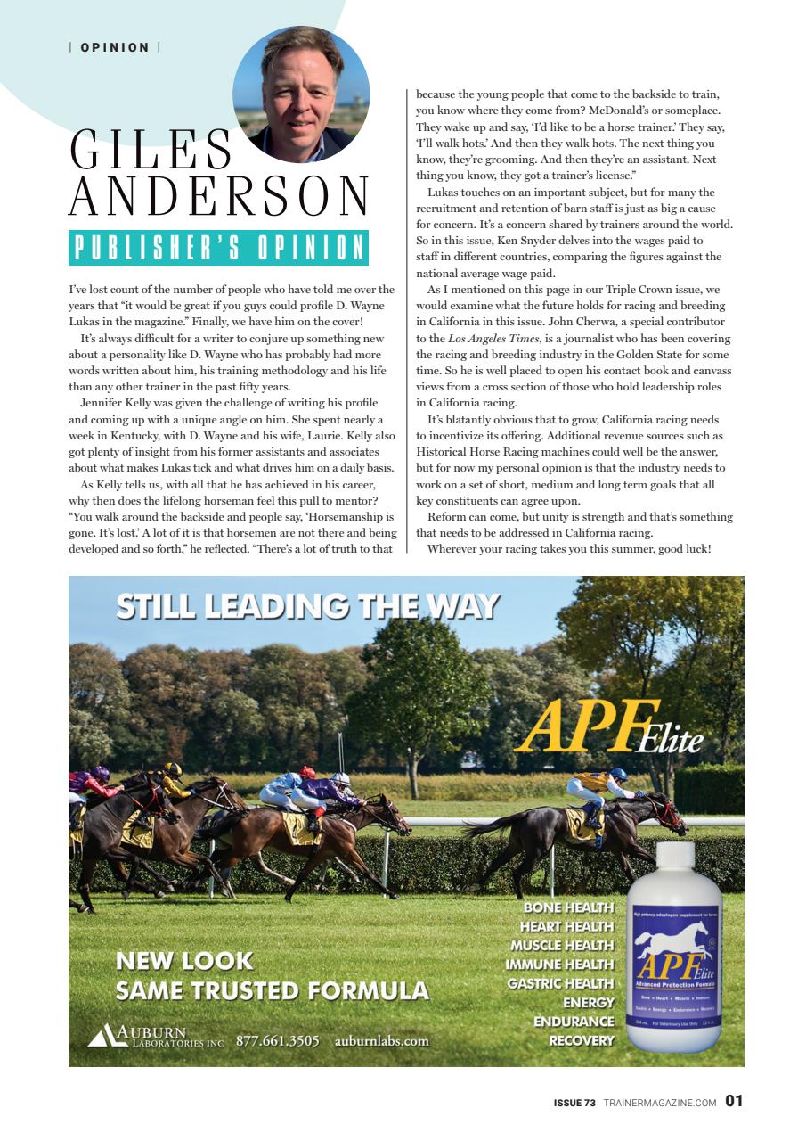 North American Trainer Magazine - horse racing Preview Pages