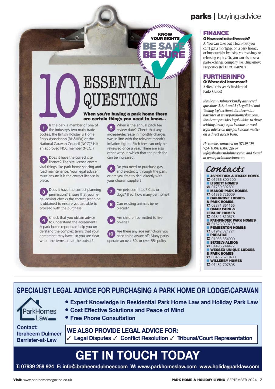 Park Home & Holiday Living Preview Pages