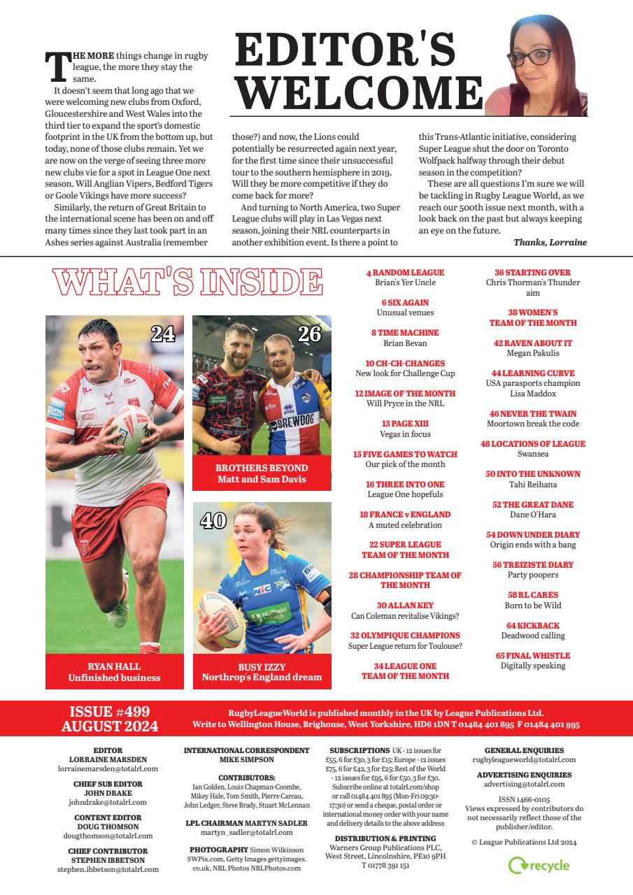 Rugby League World Preview Pages