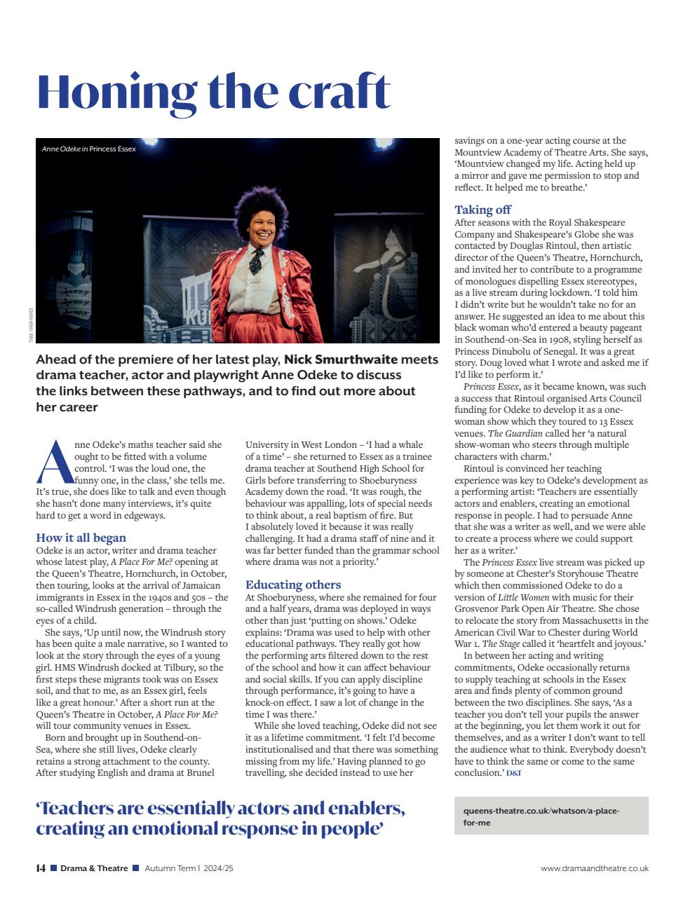 Drama and Theatre Preview Pages