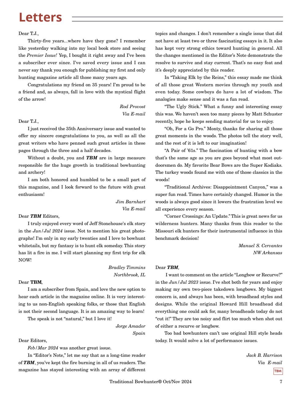 Traditional Bowhunter Magazine Preview Pages