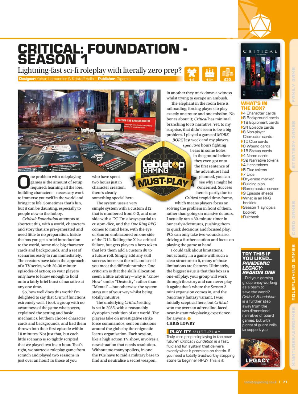 Tabletop Gaming Preview Pages