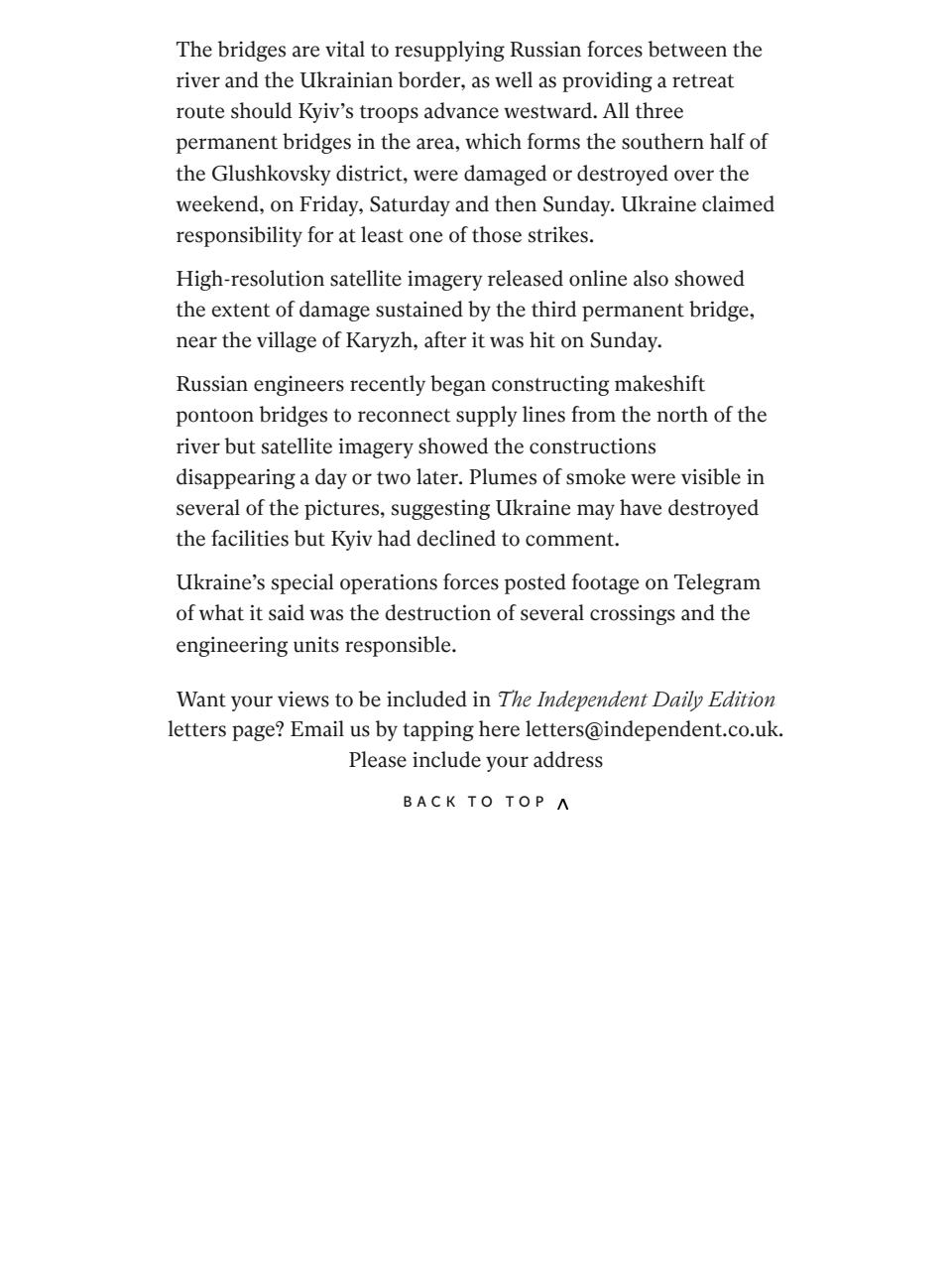 The Independent Daily Edition Newspaper Preview Pages