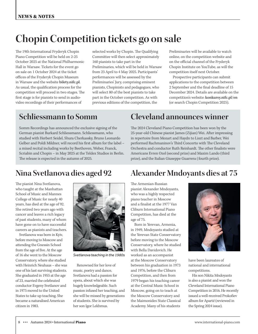 International Piano Preview Pages