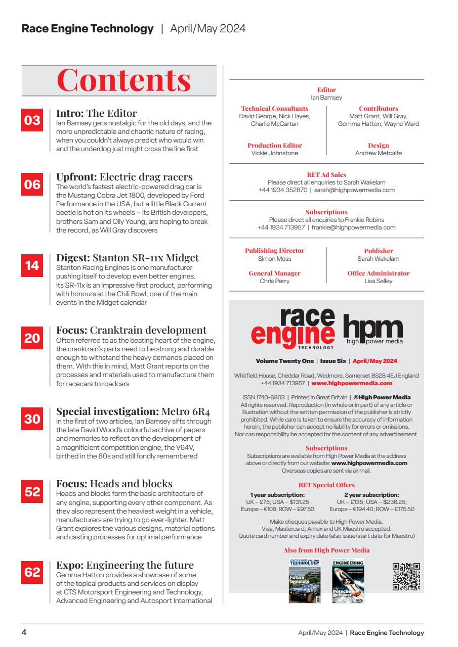 Race Engine Technology Preview Pages