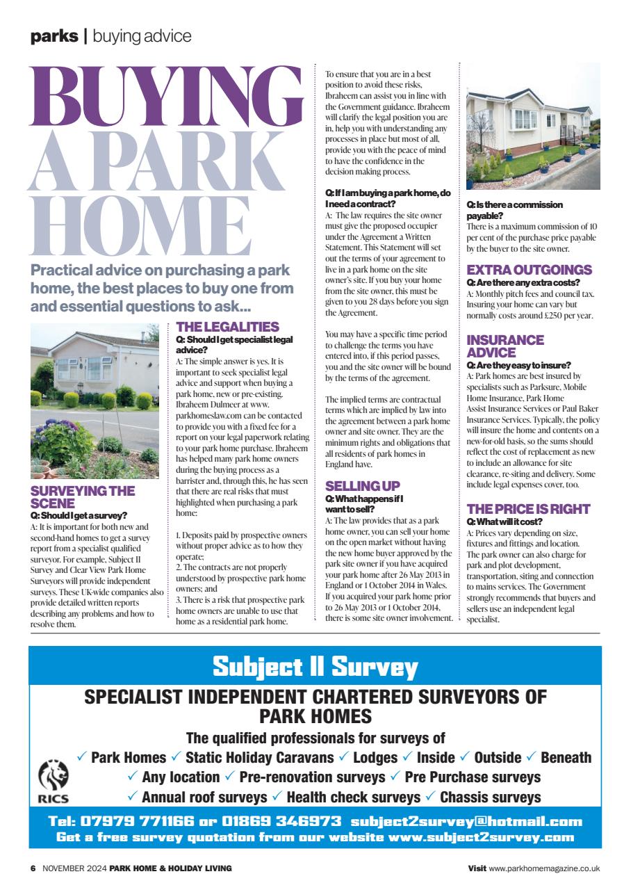 Park Home & Holiday Living Preview Pages
