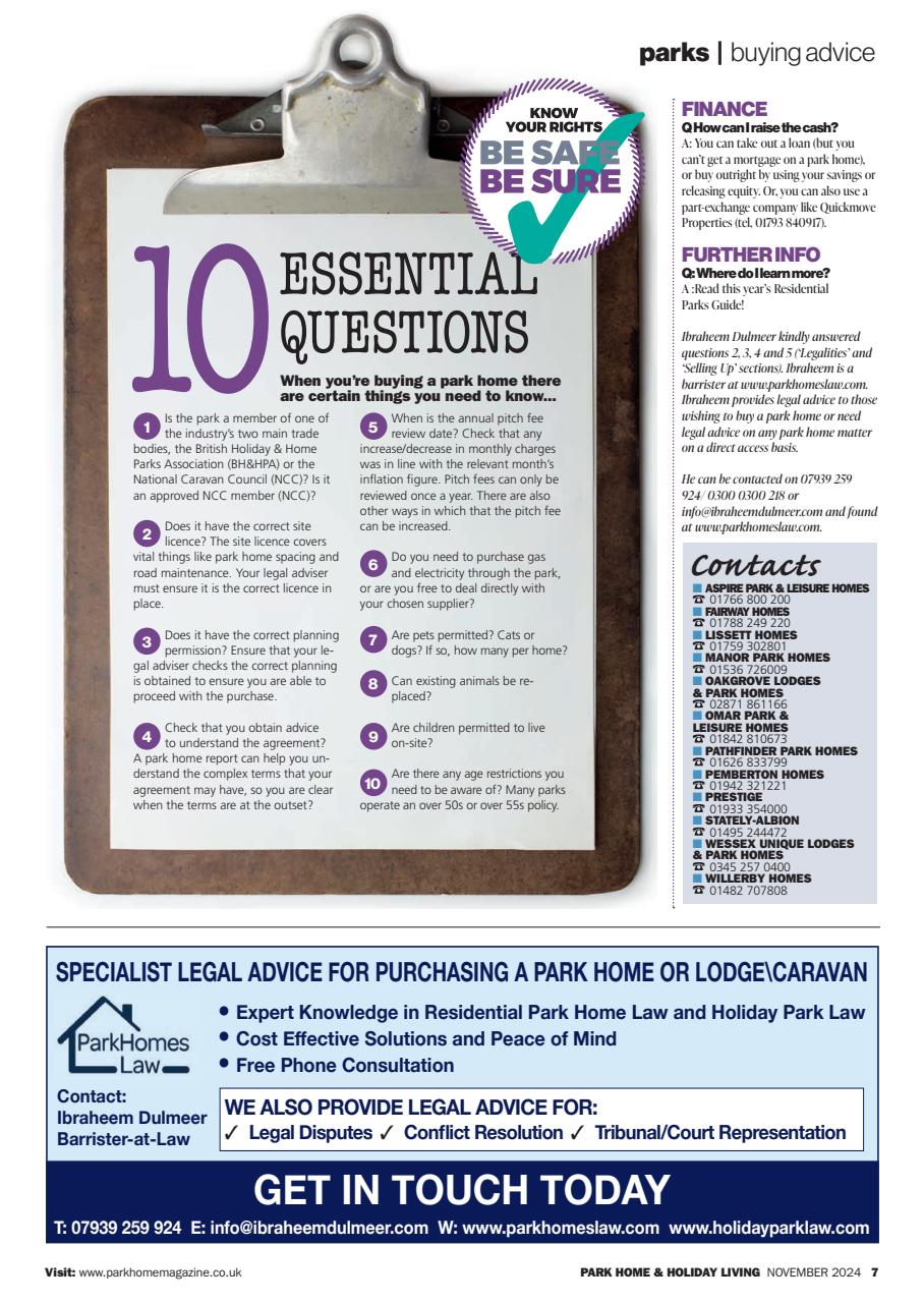 Park Home & Holiday Living Preview Pages