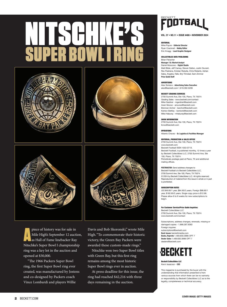 Beckett Football Magazine Preview Pages