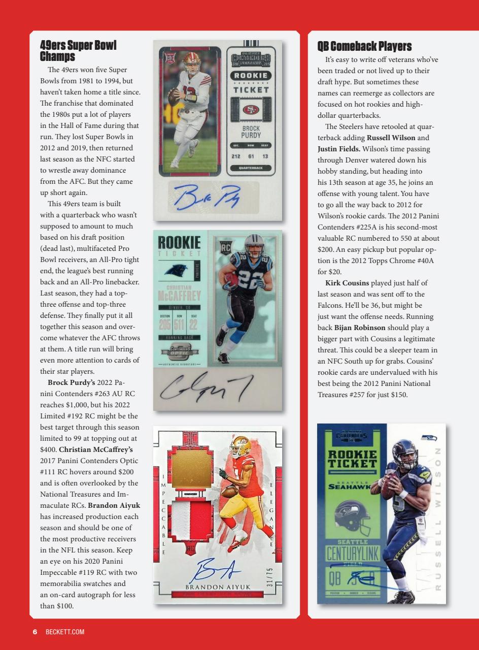 Beckett Football Magazine Preview Pages