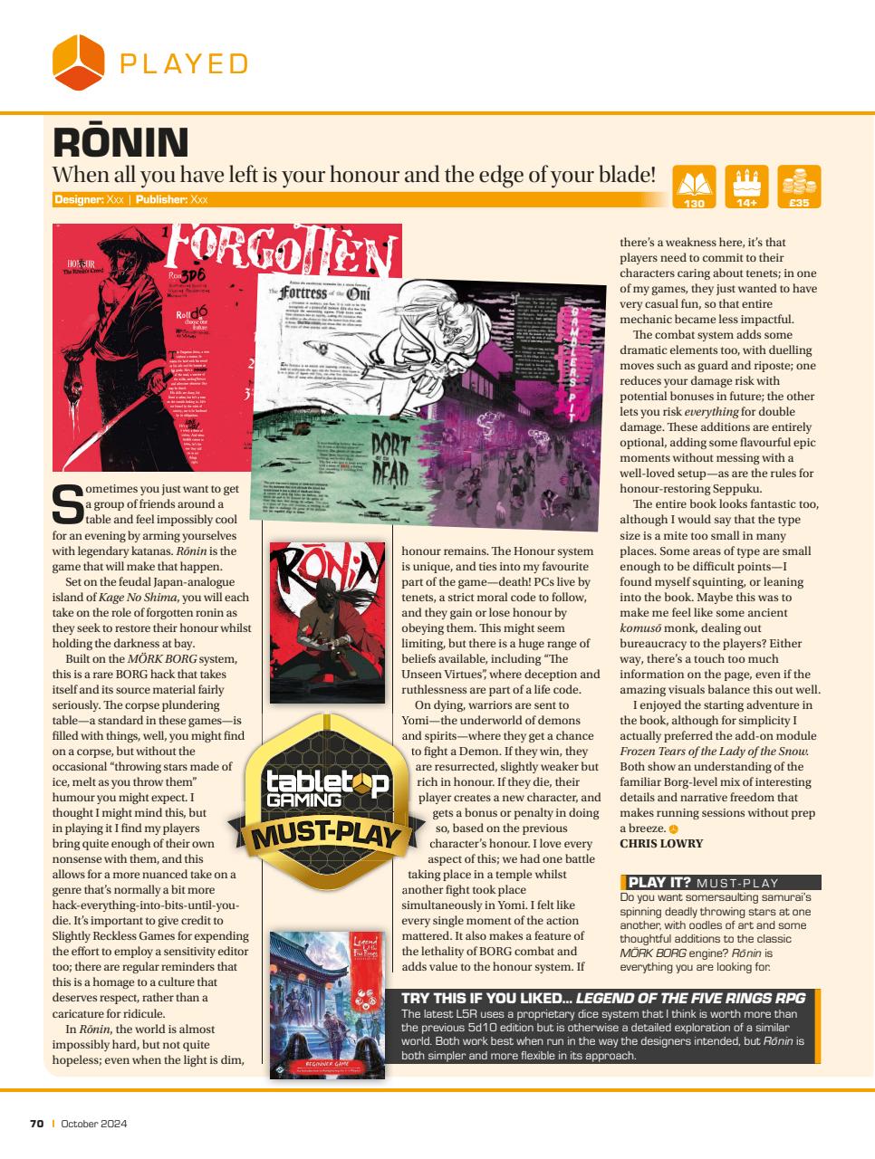 Tabletop Gaming Preview Pages