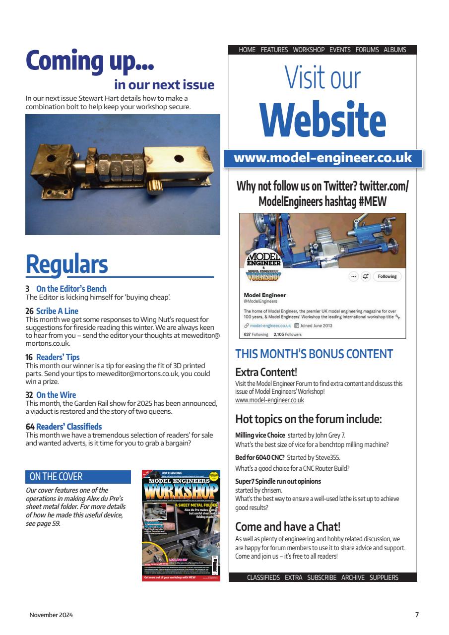 Model Engineers' Workshop Magazine Preview Pages