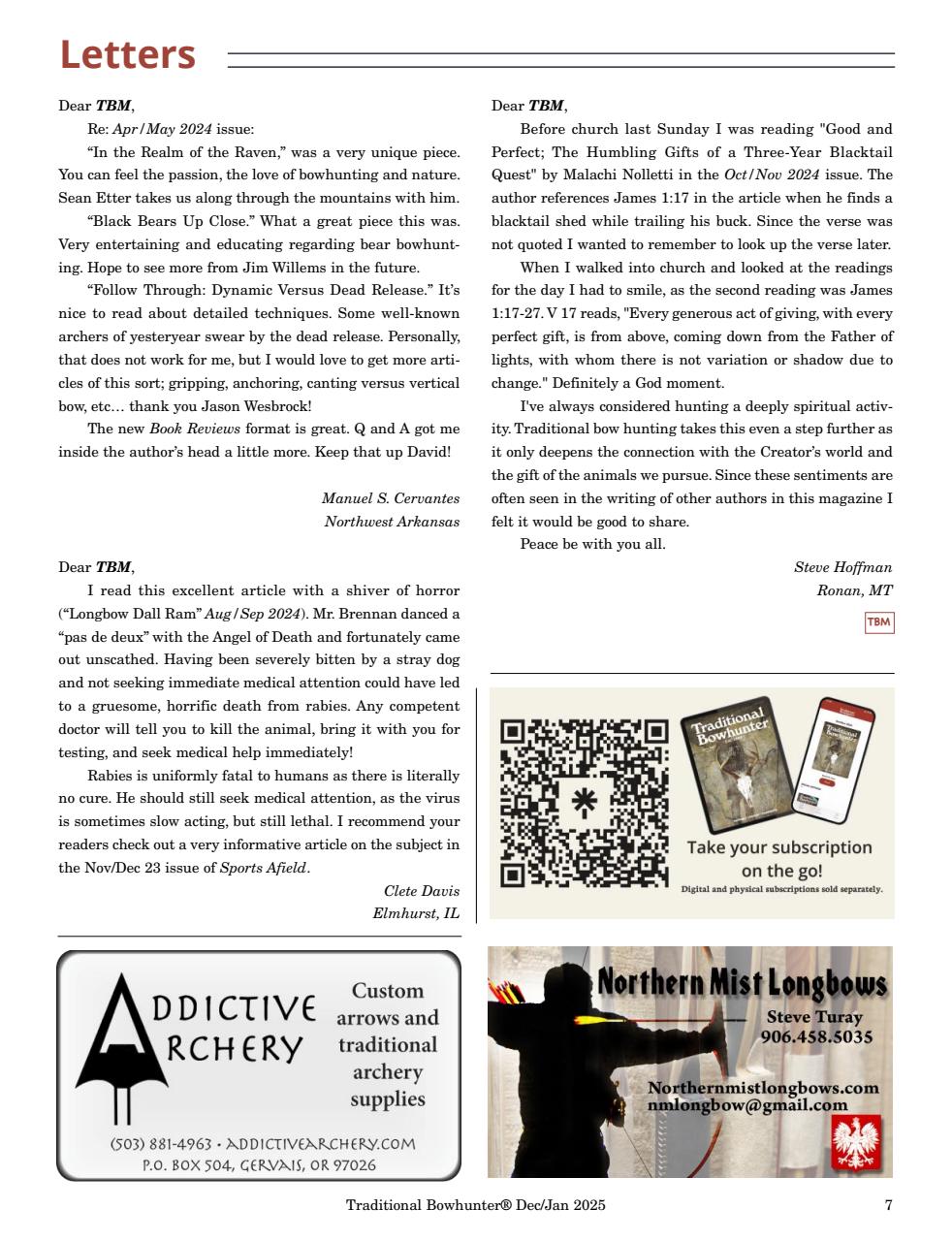 Traditional Bowhunter Magazine Preview Pages