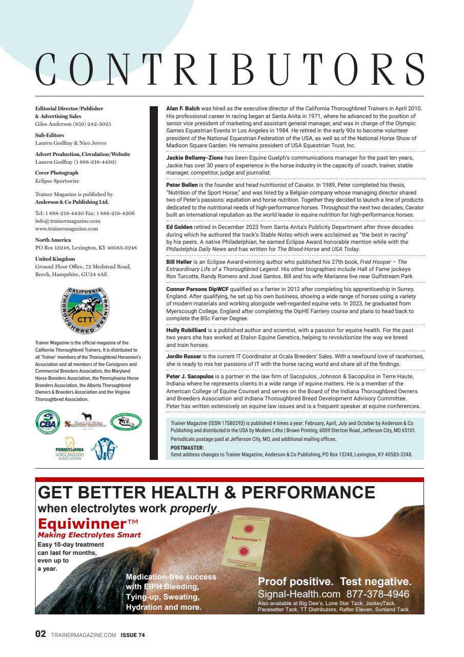 North American Trainer Magazine - horse racing Preview Pages