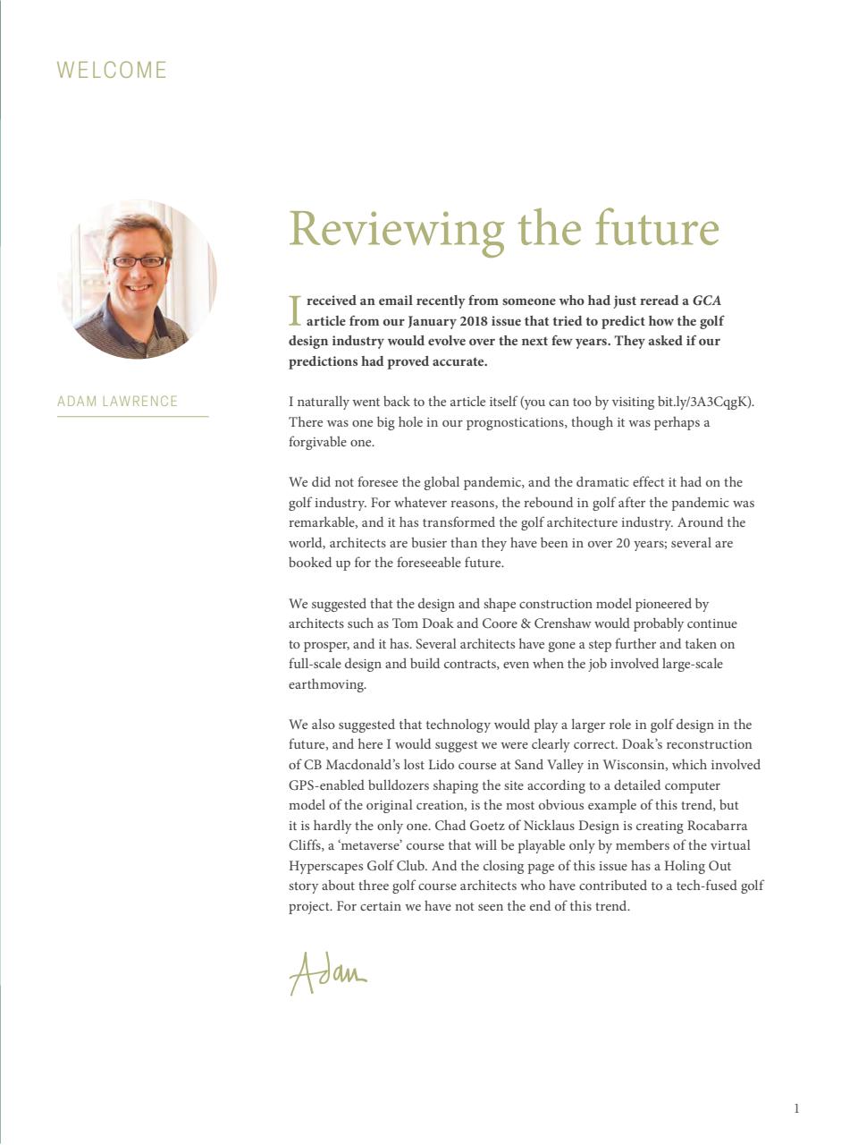 Golf Course Architecture Preview Pages