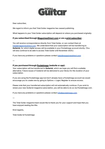 Total Guitar issue Important notice