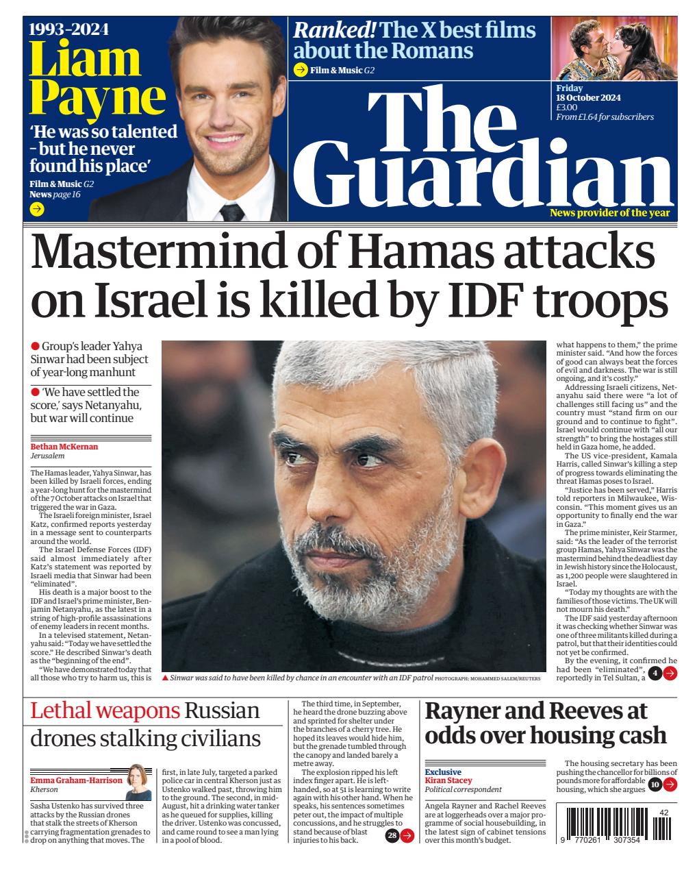 The Guardian Newspaper Subscriptions and Friday, 18 October 2024 Issue