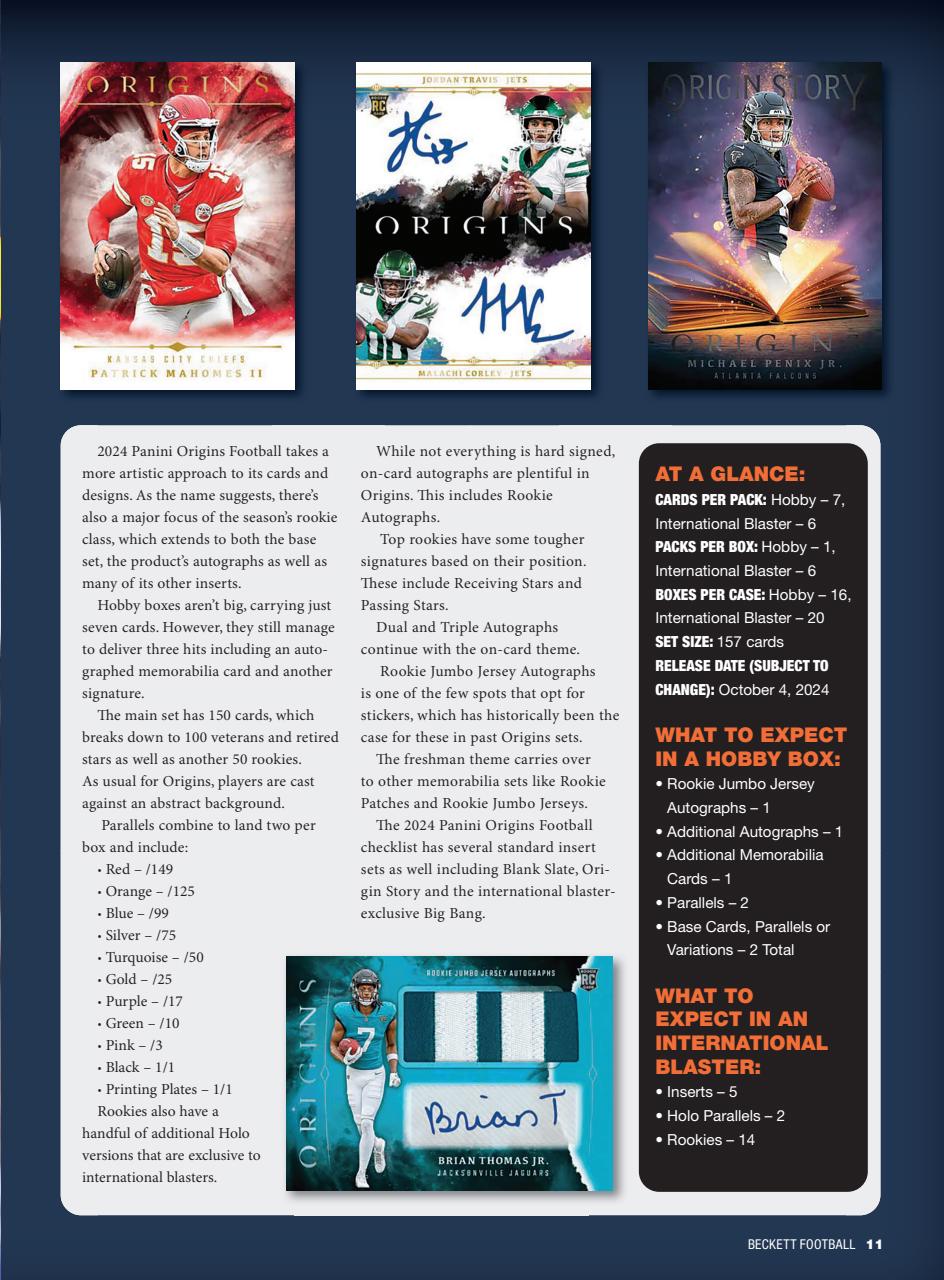 Beckett Football Magazine Preview Pages