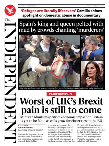The Independent Daily Edition Newspaper issue Monday, 04 November 2024