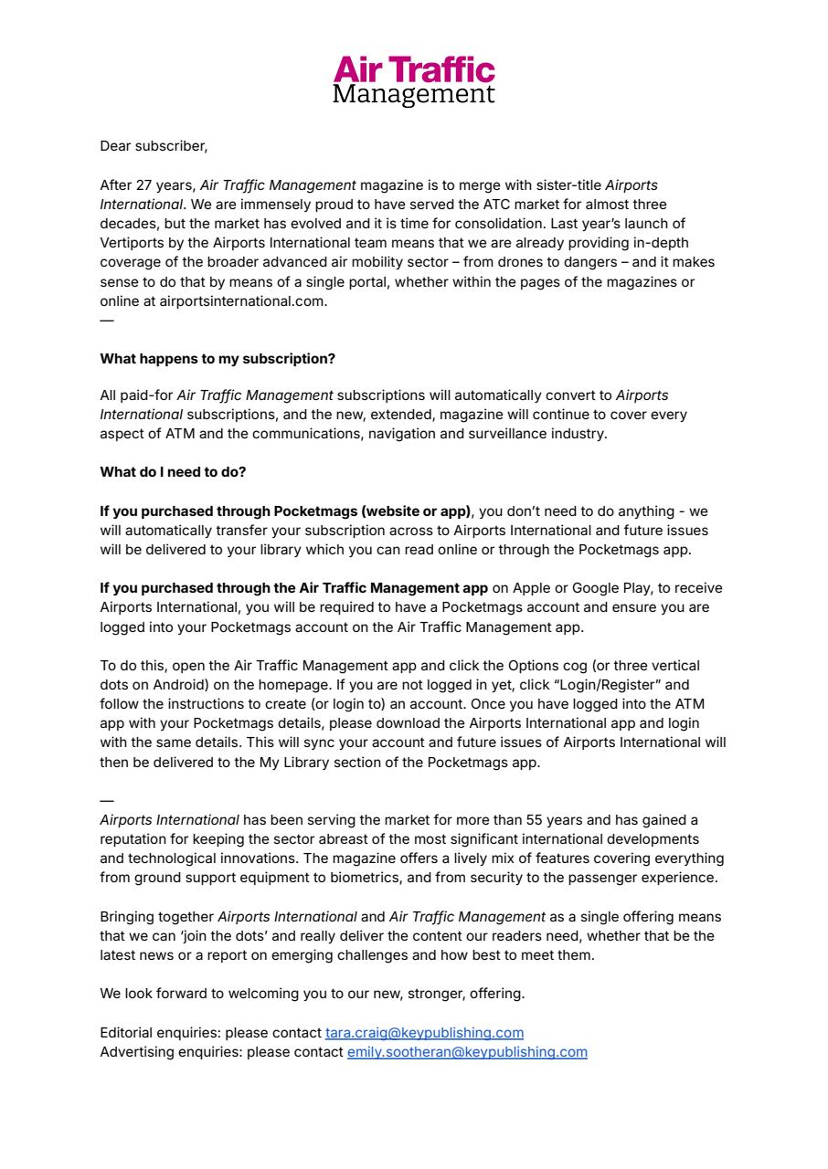 Air Traffic Management Preview Pages