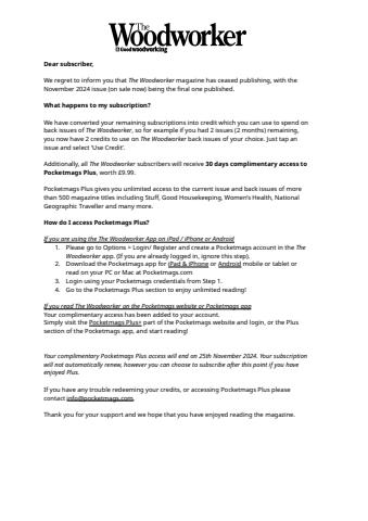 The Woodworker Magazine issue Important Notice