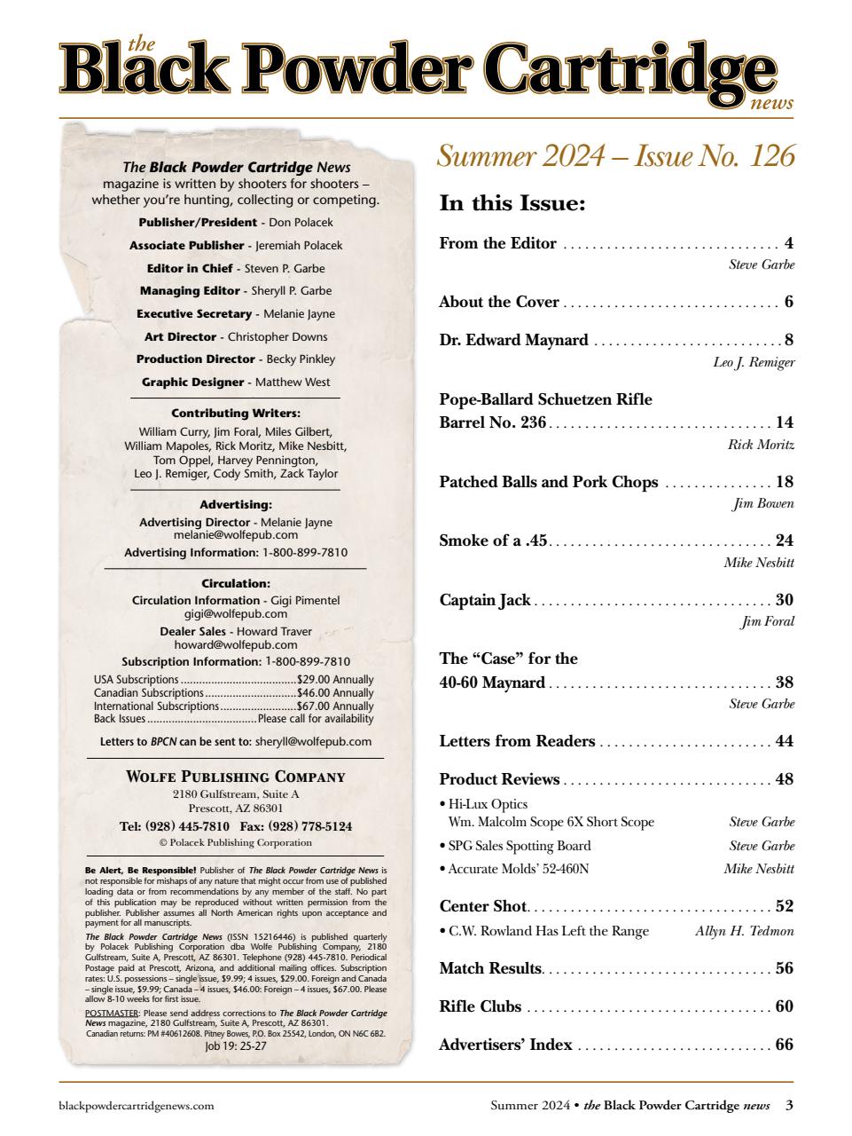 Black Powder Cartridge News Preview Pages