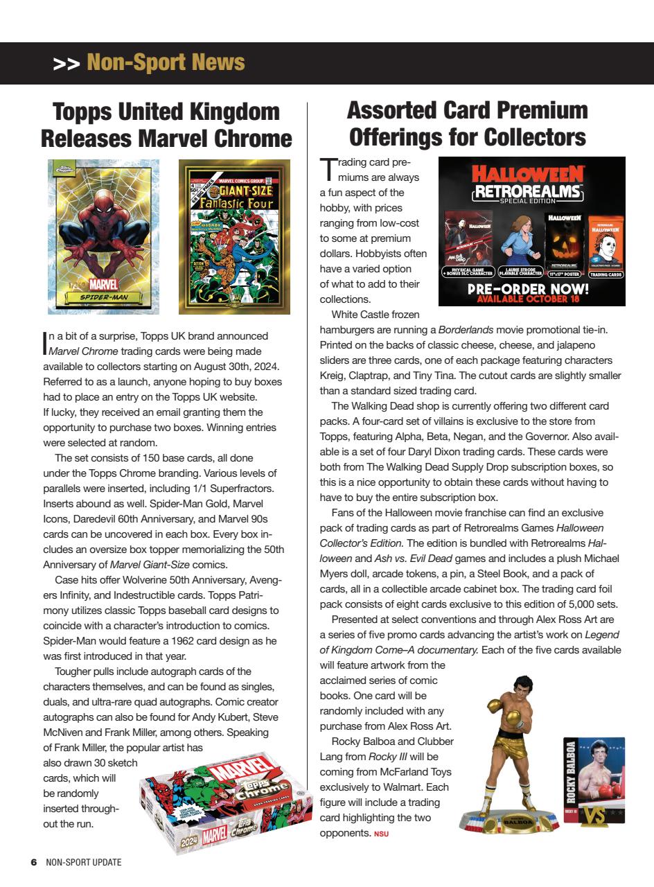 Non-Sport Update Magazine Preview Pages