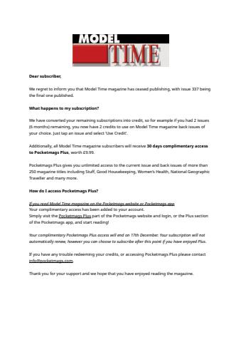 Model Time issue Important Notice