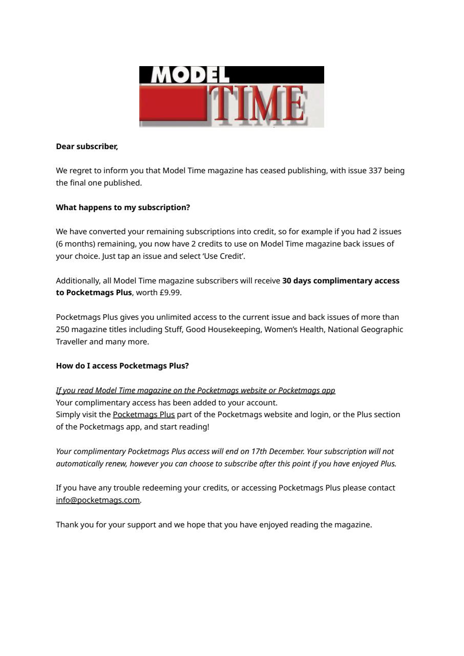 Model Time Preview Pages