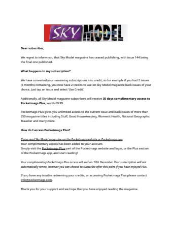 Sky Model issue Important Notice