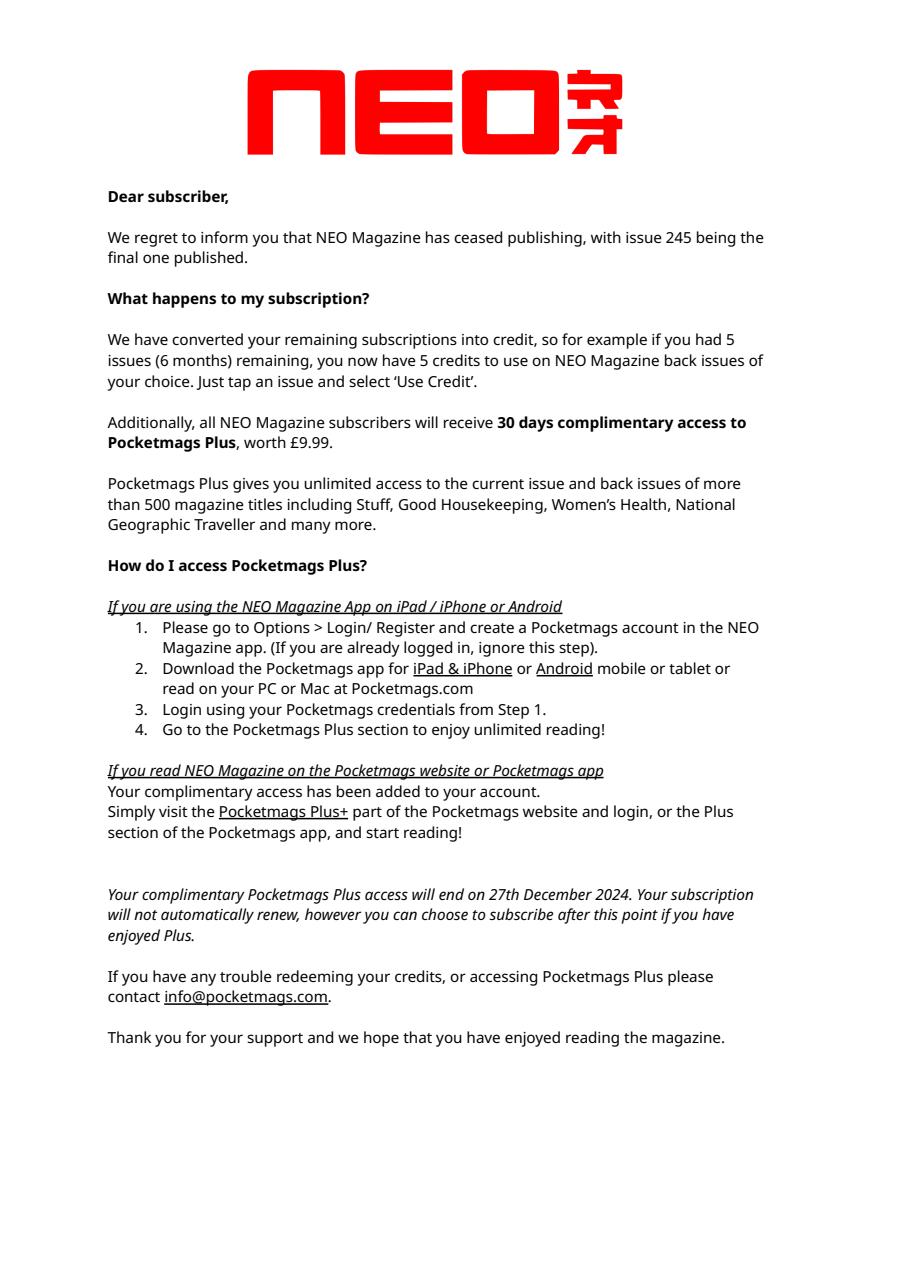 NEO Magazine Preview Pages