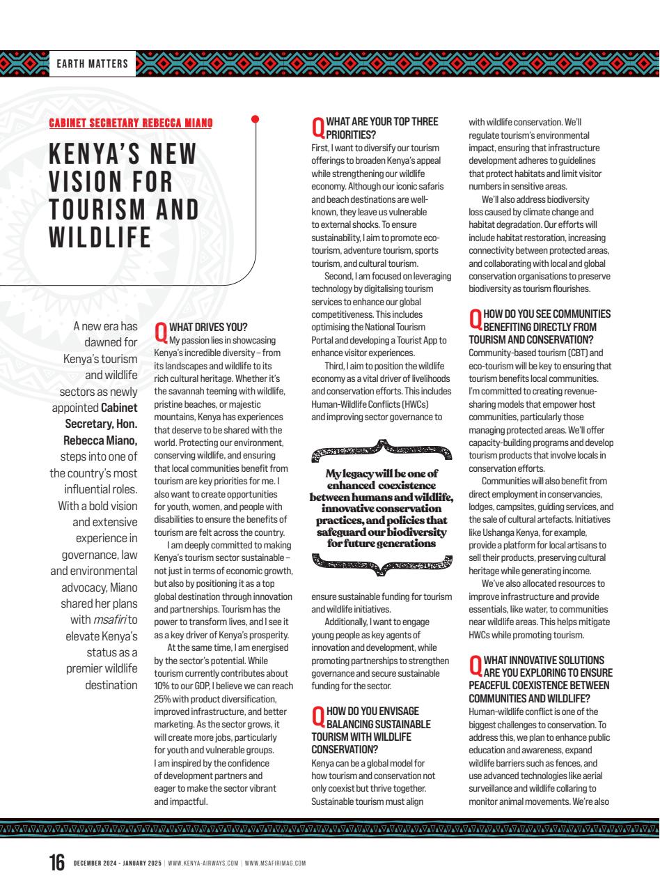 MSAFIRI – Kenya Airways Inflight Preview Pages