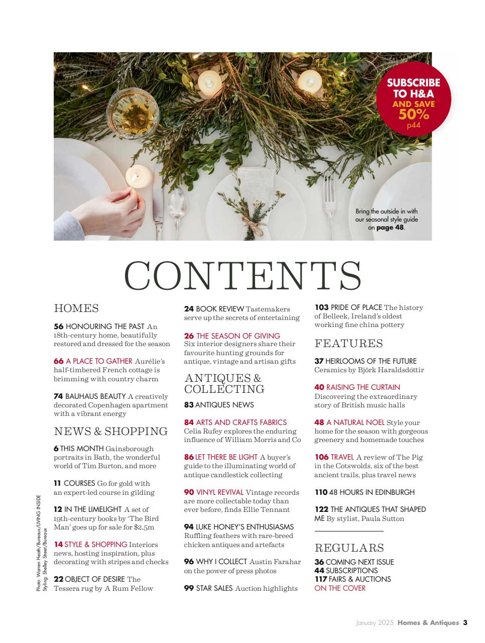 Homes & Antiques Magazine Preview Pages