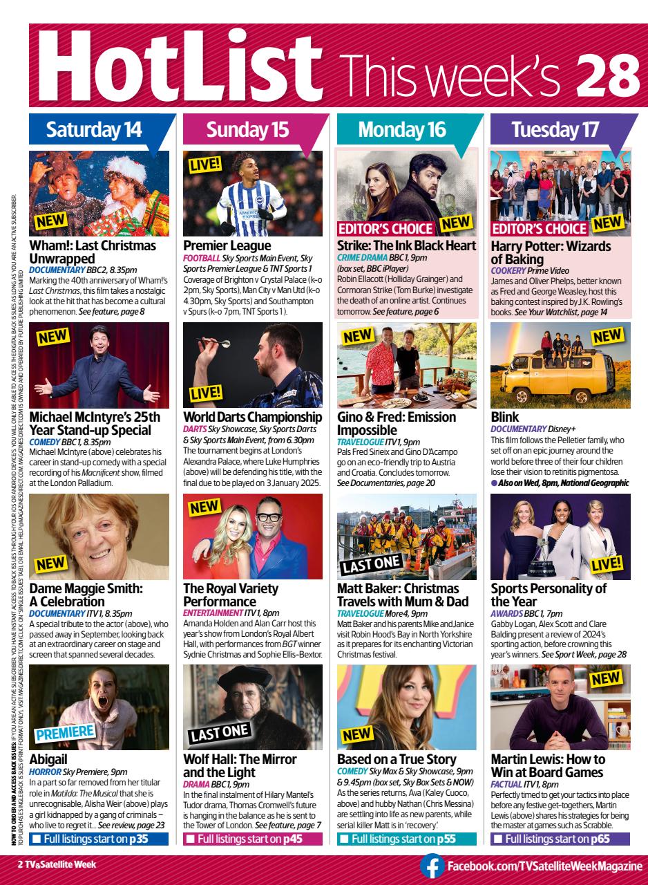 TV & Satellite Week Magazine 14 Dec 2024 Zurück Ausgabe