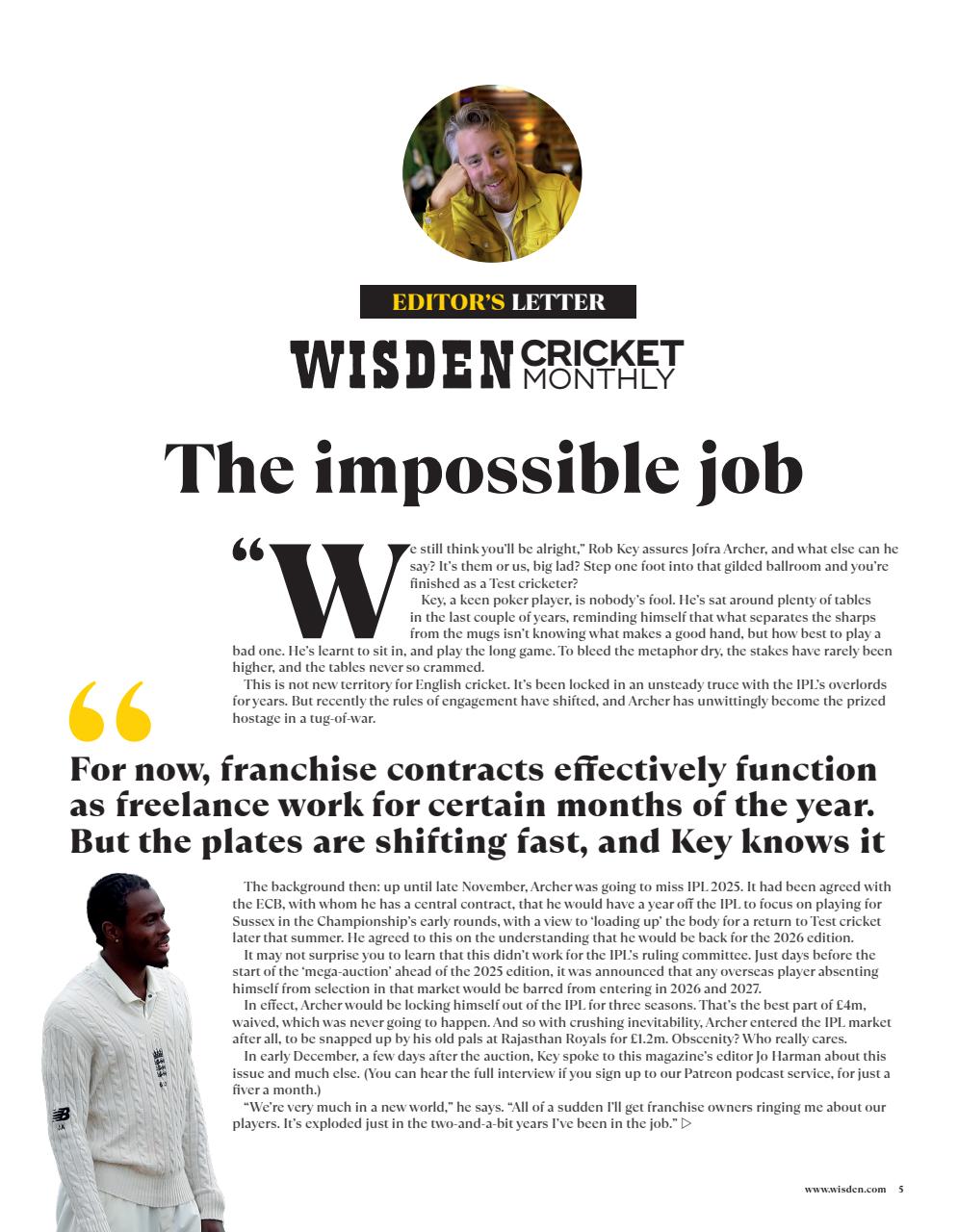 Wisden Cricket Monthly Preview Pages